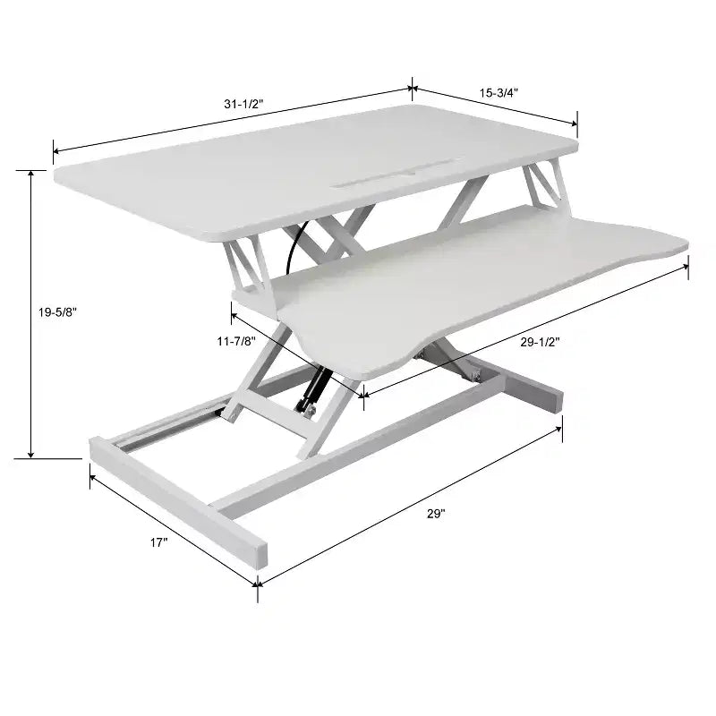 Scrivania regolabile in altezza per laptop con vassoio per tastiera, workstation sit-stand con piano in MDF per ufficio a casa, scrittura, lettura e studio