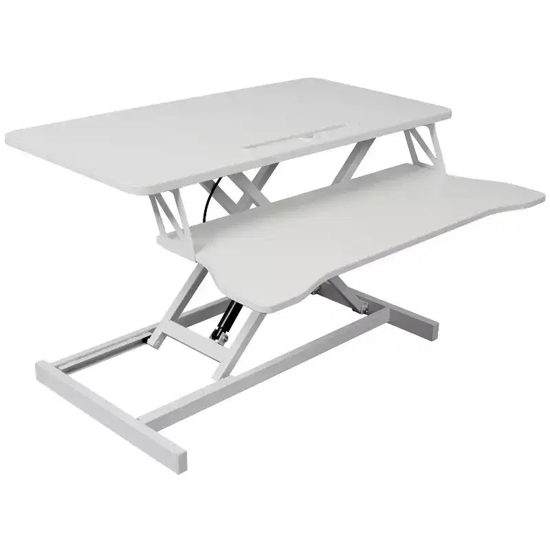Scrivania regolabile in altezza per laptop con vassoio per tastiera, workstation sit-stand con piano in MDF per ufficio a casa, scrittura, lettura e studio