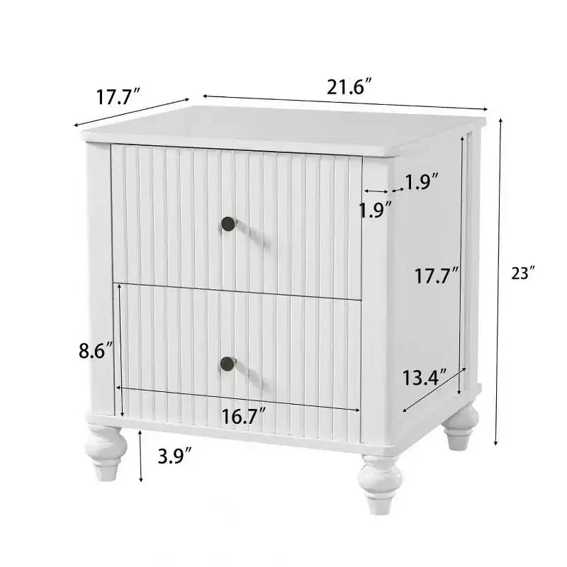Comodini moderni in legno Fabien con 2 cassetti, 2 comodini