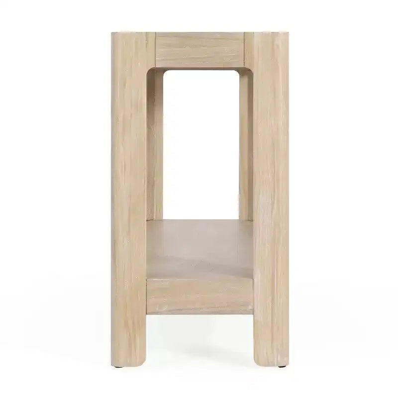 59 Moderno Tavolo Consolle da Ingresso, Tavolo da Corridoio Minimalista con Angoli Arrotondati, Scaffale Aperto per Soggiorno o Dietro il Divano