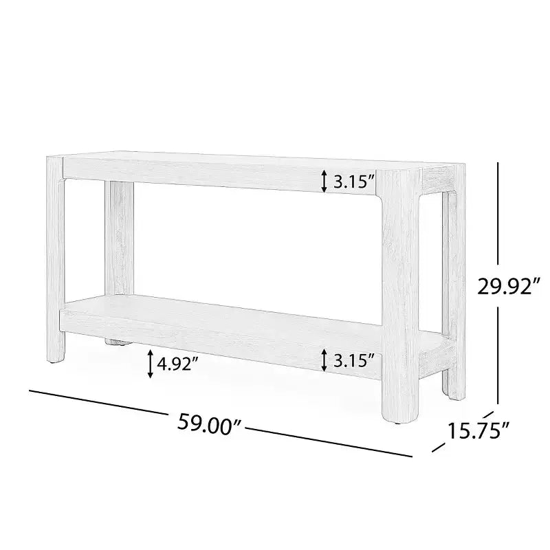 59 Moderno Tavolo Consolle da Ingresso, Tavolo da Corridoio Minimalista con Angoli Arrotondati, Scaffale Aperto per Soggiorno o Dietro il Divano