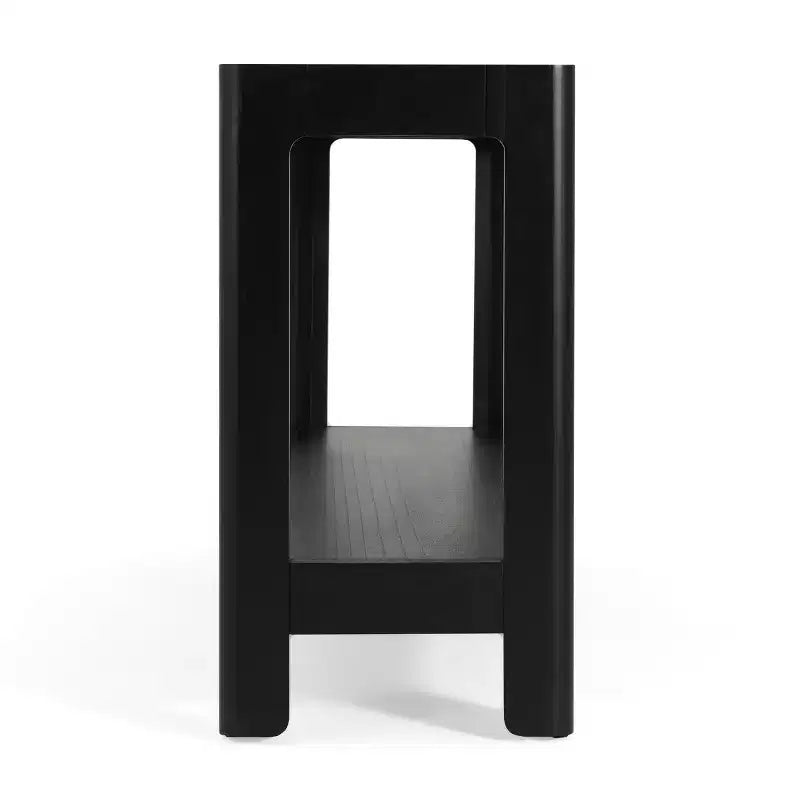 59 Moderno Tavolo Consolle da Ingresso, Tavolo da Corridoio Minimalista con Angoli Arrotondati, Scaffale Aperto per Soggiorno o Dietro il Divano