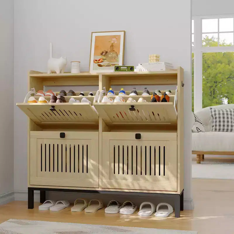 Scarpiera, Organizzatore per Scarpe - Mobile Moderno a 4 Ante a Ribalta con Ripiani Regolabili, Salvaspazio per Ingresso, Corridoio e Soggiorno