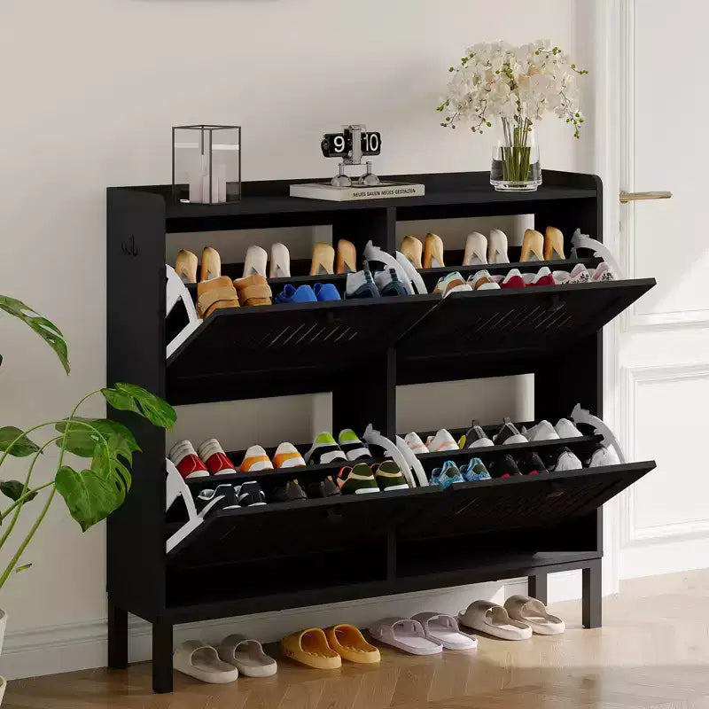 Scarpiera, Organizzatore per Scarpe - Mobile Moderno a 4 Ante a Ribalta con Ripiani Regolabili, Salvaspazio per Ingresso, Corridoio e Soggiorno
