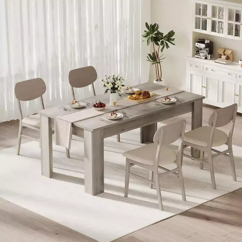 Tavolo da pranzo per 4-6 persone, tavoli da pranzo da 63 pollici per 4 persone, ampio tavolo da pranzo da cucina stile rustico, tavolo da pranzo rettangolare per spazi piccoli, tavolo da pranzo