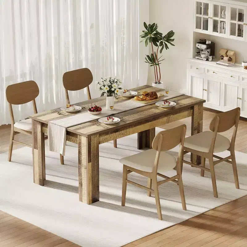 Tavolo da pranzo per 4-6 persone, tavoli da pranzo da 63 pollici per 4 persone, ampio tavolo da pranzo da cucina stile rustico, tavolo da pranzo rettangolare per spazi piccoli, tavolo da pranzo