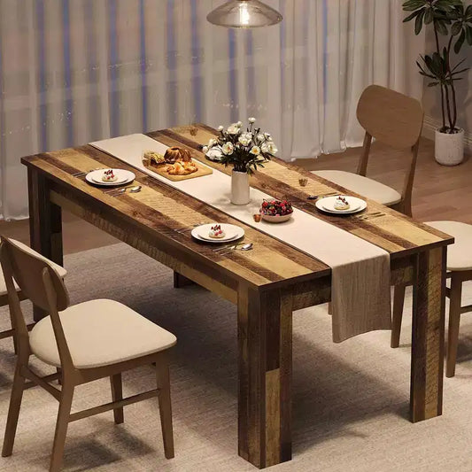 Dining Table for 4-6, 63 Inch Dining Tables for 4, Farmhouse Large Kitchen Dining Table, Rectangular Dining Room Table for Small Space, Dinner Table