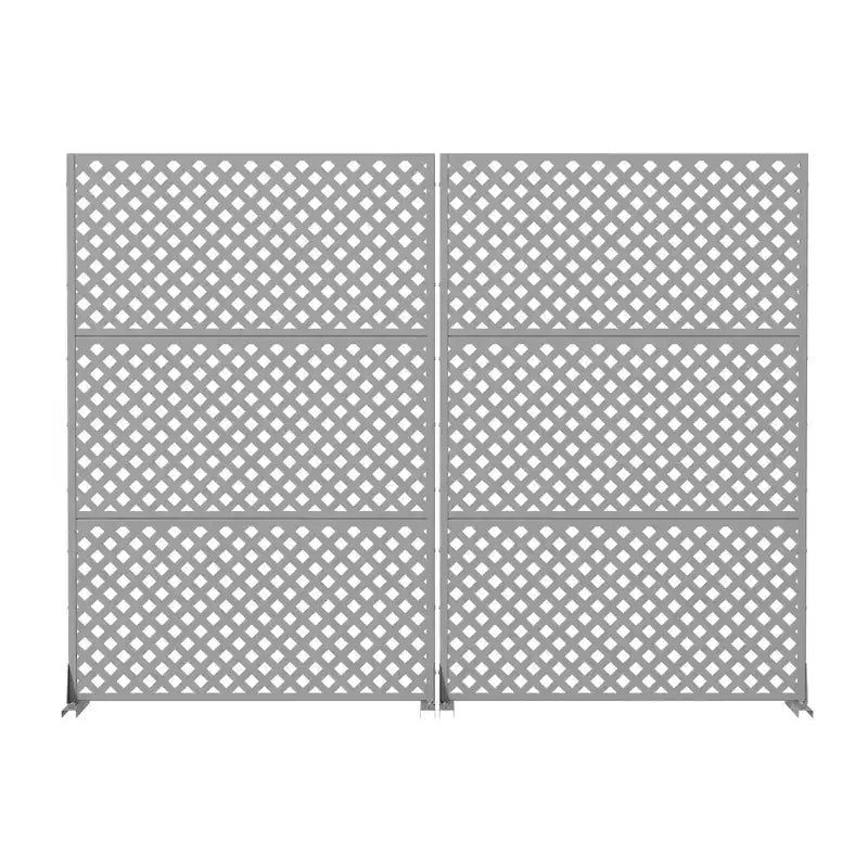 Paravento decorativo a doppia faccia Laurence Diamond in acciaio galvanizzato grigio, 72x47x16, 3 pezzi