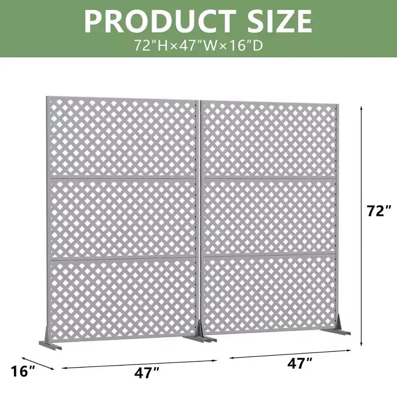Paravento decorativo a doppia faccia Laurence Diamond in acciaio galvanizzato grigio, 72x47x16, 3 pezzi