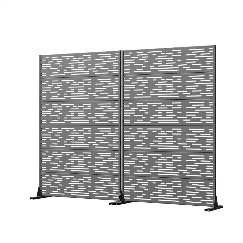 Paravento divisorio Godfrey Light & Shadow B, in acciaio galvanizzato grigio, 183x120x40 cm, a 6 pannelli, a doppia faccia per la privacy