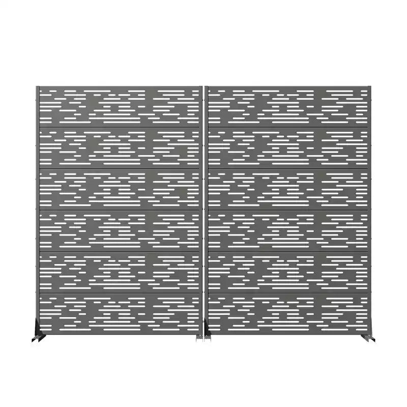 Paravento divisorio Godfrey Light & Shadow B, in acciaio galvanizzato grigio, 183x120x40 cm, a 6 pannelli, a doppia faccia per la privacy
