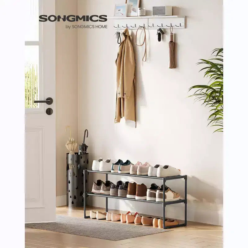 Scarpiera, Organizer per Scarpe a 2 Livelli, Scaffale Porta Scarpe in Metallo per 10 Paia di Scarpe, Facile da Montare