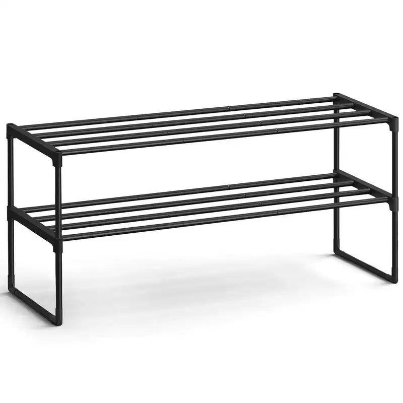 SONGMICS Shoe Rack, 2 Tier Shoe Organizer, Metal Shoe Storage Shelf for 10 Pairs of Shoes, Easy to Assemble