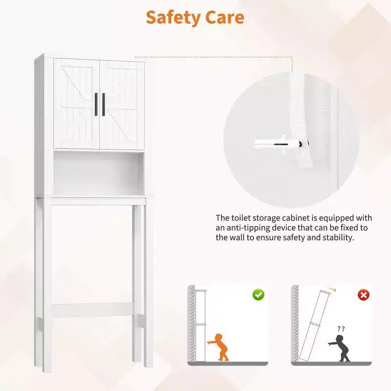 Organizzatore Moderno per Bagno Sopra il WC con Ripiani Regolabili e Dispositivo Anti-ribaltamento, Scaffale per WC Autoportante