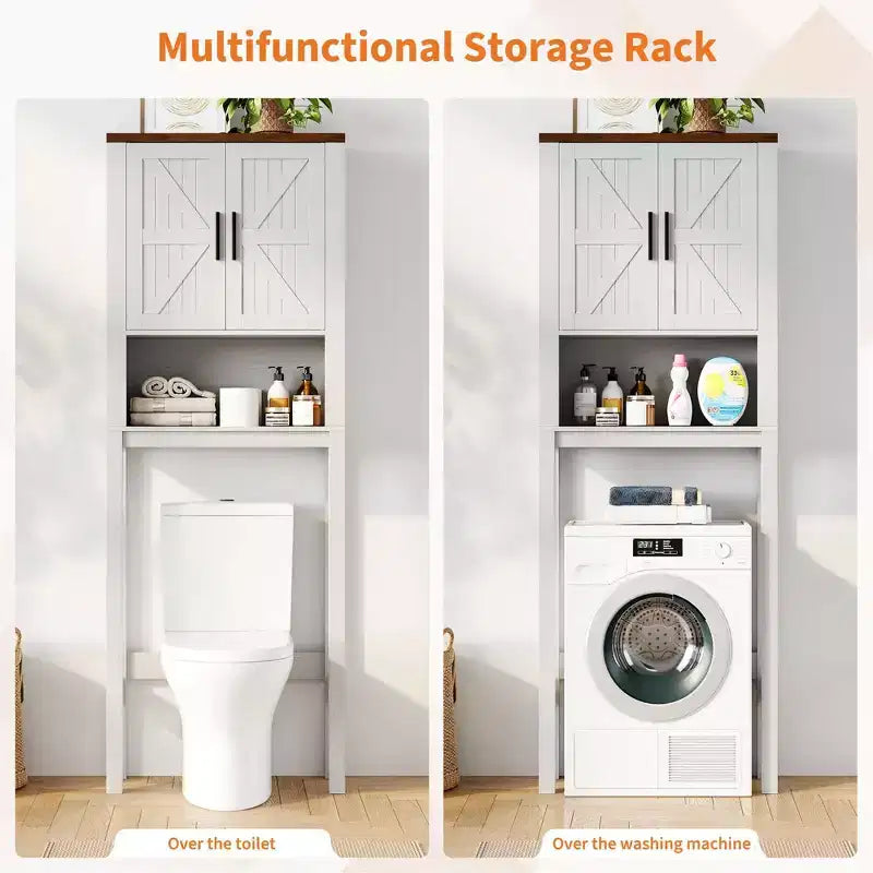 Organizzatore Moderno per Bagno Sopra il WC con Ripiani Regolabili e Dispositivo Anti-ribaltamento, Scaffale per WC Autoportante