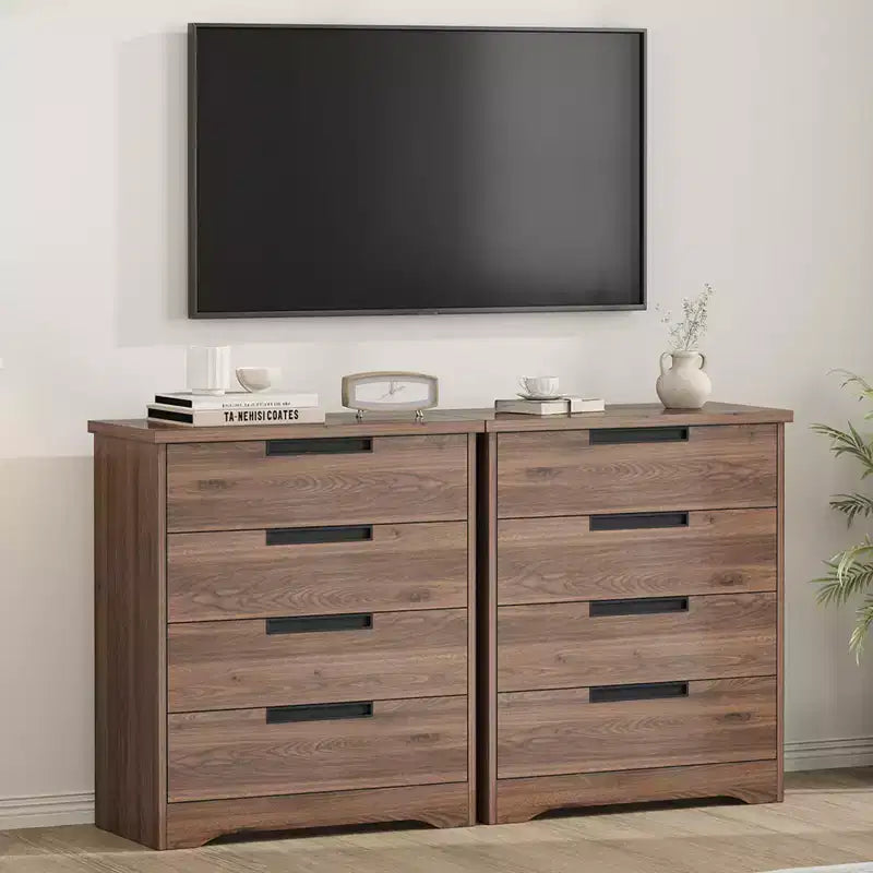 Cassettiera a 4 cassetti per camera da letto, comodino a 4 cassetti Nightsnad con maniglie incassate, armadio-cassettiera in legno per soggiorno e ingresso