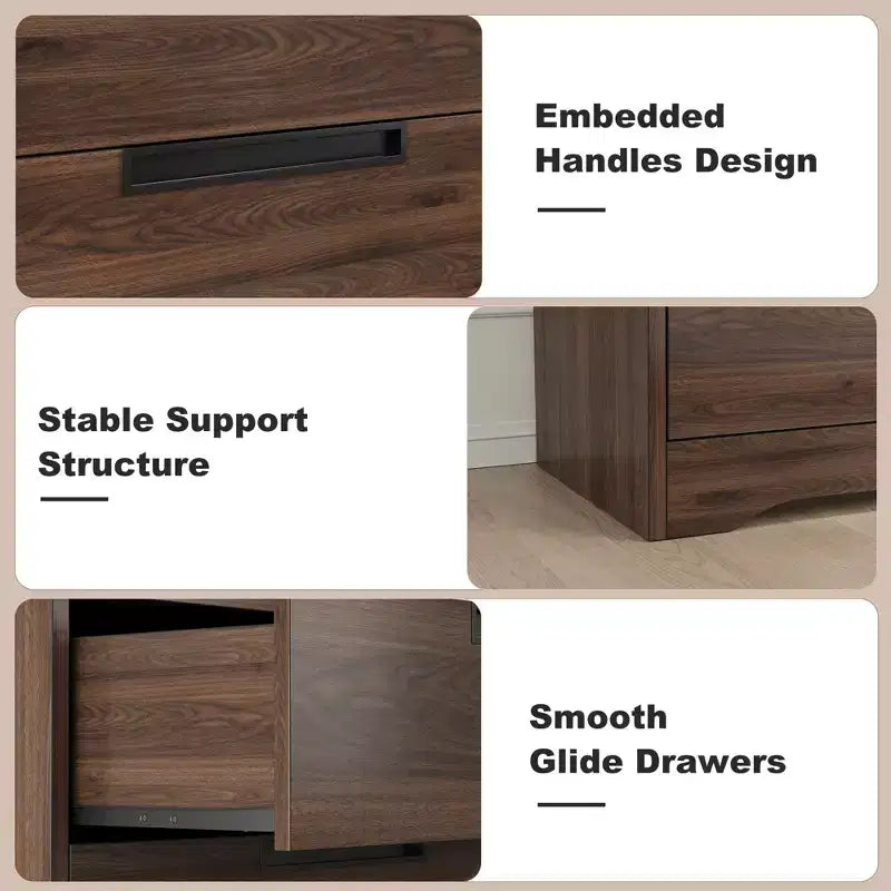 Cassettiera a 4 cassetti per camera da letto, comodino a 4 cassetti Nightsnad con maniglie incassate, armadio-cassettiera in legno per soggiorno e ingresso