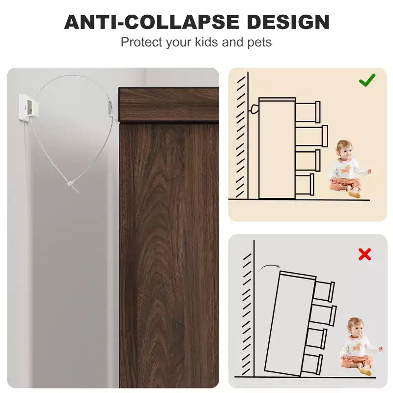 Cassettiera a 4 cassetti per camera da letto, comodino a 4 cassetti Nightsnad con maniglie incassate, armadio-cassettiera in legno per soggiorno e ingresso