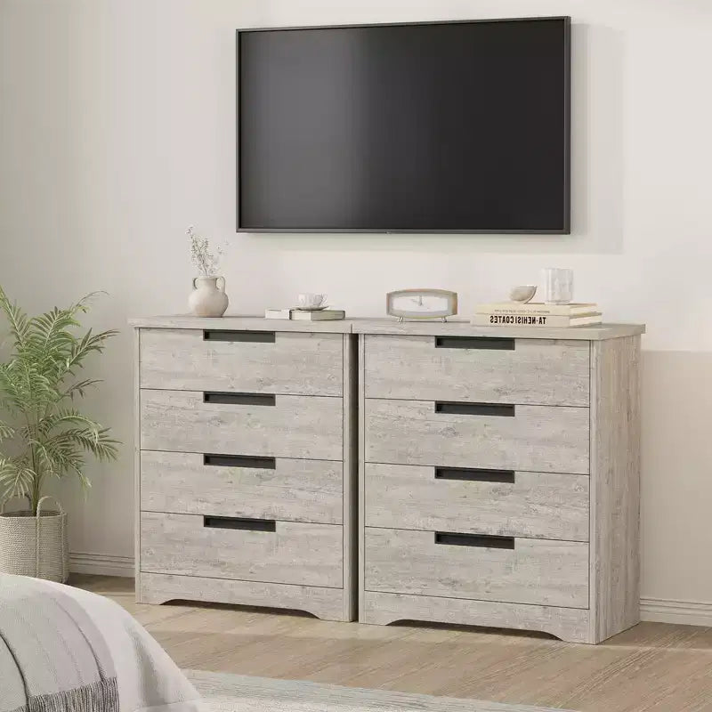 Cassettiera a 4 cassetti per camera da letto, comodino a 4 cassetti Nightsnad con maniglie incassate, armadio-cassettiera in legno per soggiorno e ingresso