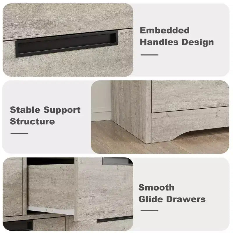 Cassettiera a 4 cassetti per camera da letto, comodino a 4 cassetti Nightsnad con maniglie incassate, armadio-cassettiera in legno per soggiorno e ingresso