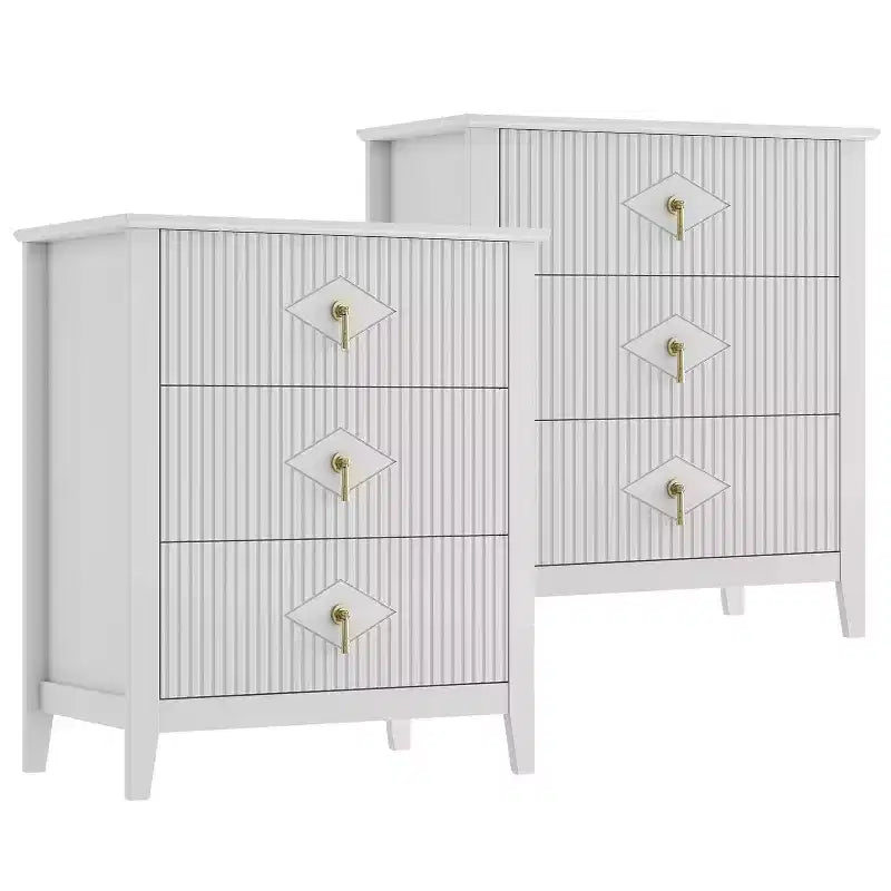 2 comodini in legno con scanalature per camera da letto, comodini a 3 cassetti, cassettiera moderna, tavolino contenitore per soggiorno, corridoio, ingresso