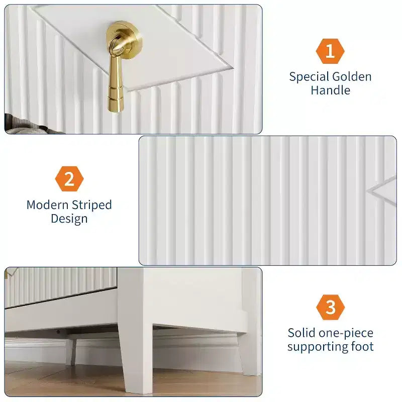 2 comodini in legno con scanalature per camera da letto, comodini a 3 cassetti, cassettiera moderna, tavolino contenitore per soggiorno, corridoio, ingresso