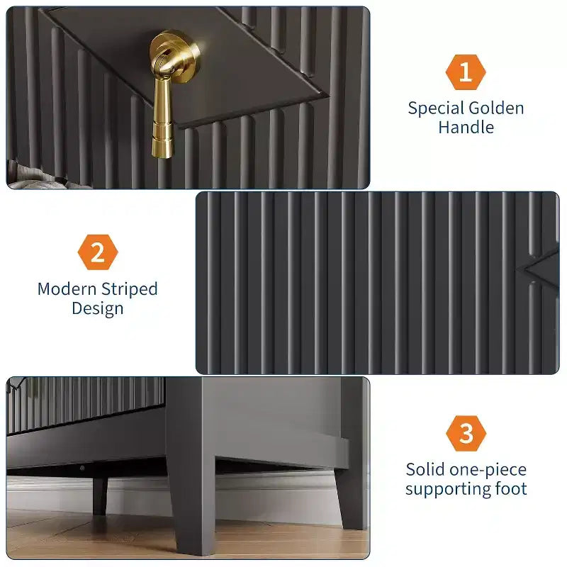 2 comodini in legno con scanalature per camera da letto, comodini a 3 cassetti, cassettiera moderna, tavolino contenitore per soggiorno, corridoio, ingresso