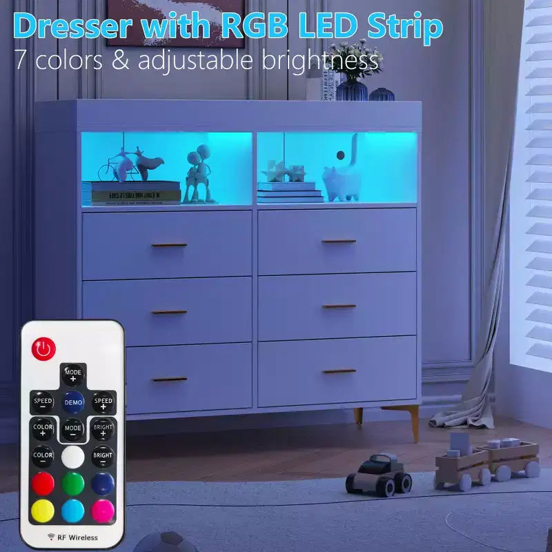 Comò 6 cassetti convertibile per neonati con fasciatoio e materassino  Comò moderno per la cameretta dei neonati per gli articoli essenziali, design tecnologico