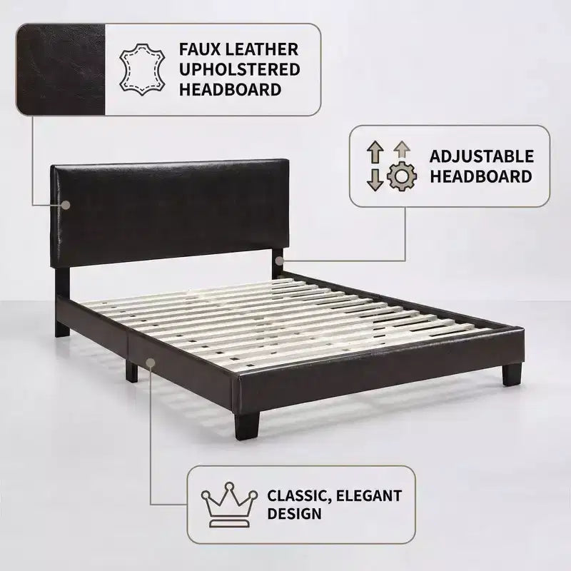 Telaio per letto a piattaforma rivestito in similpelle Lucas Modern Classic con testiera regolabile