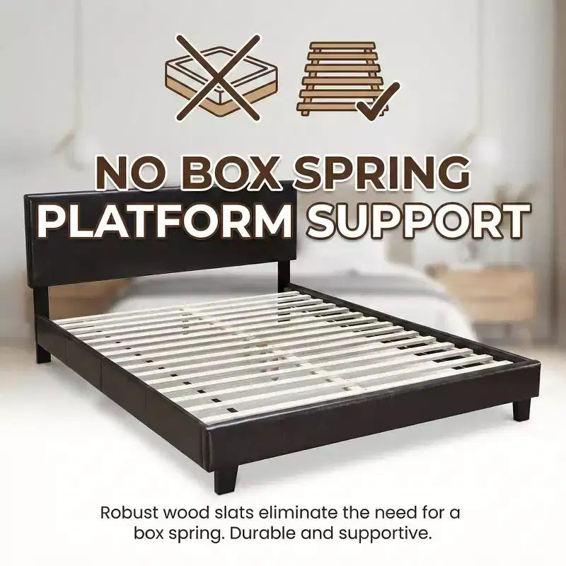 Telaio per letto a piattaforma rivestito in similpelle Lucas Modern Classic con testiera regolabile