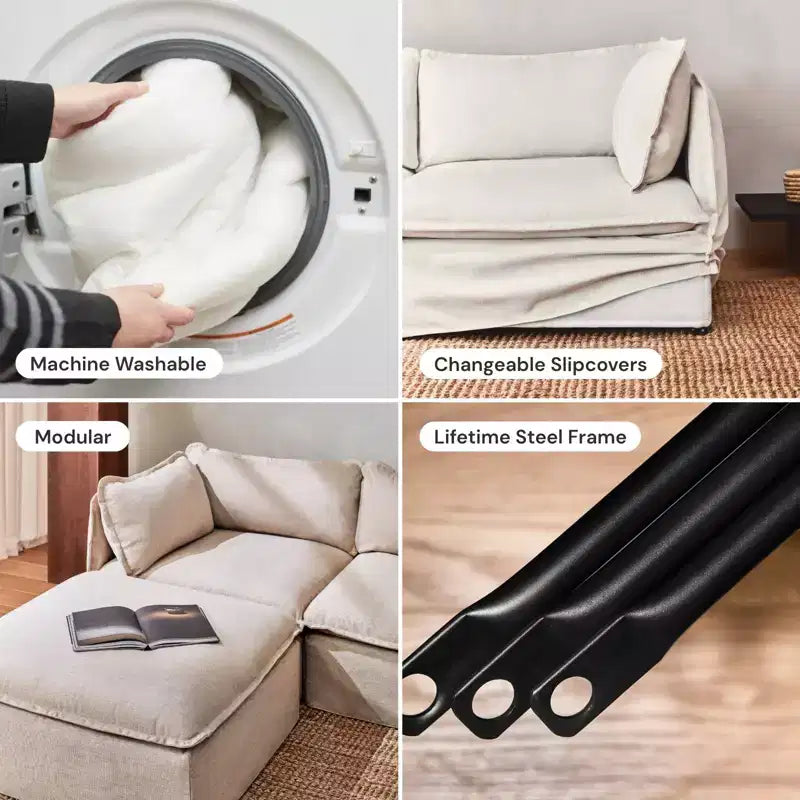 Divano Anabei modulare lavabile a 4 posti | Seduta Deluxe+ e cuscino Cloud