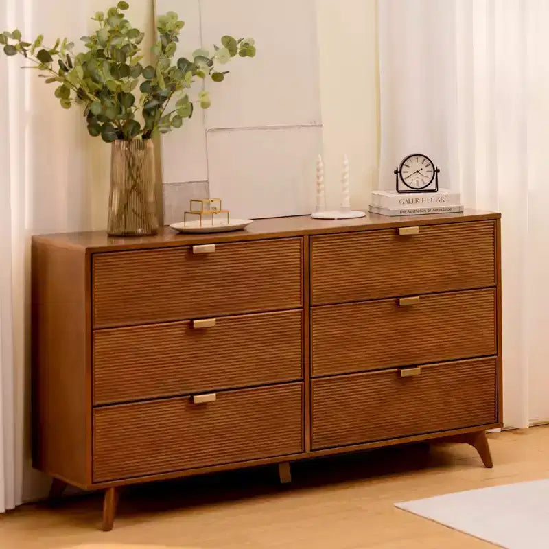 Linea Tambour 6 Drawer Dresser with Brass Pull