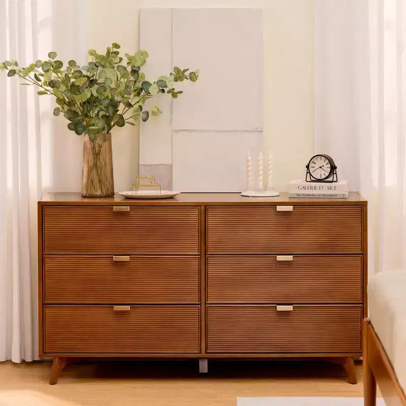 Cassettiera Tambour a 6 cassetti con maniglie in ottone
