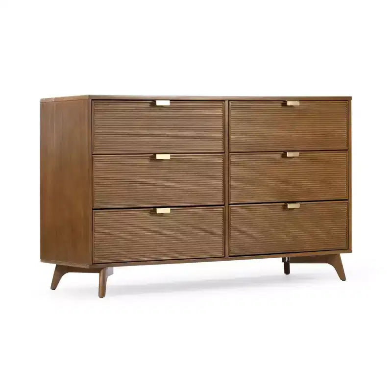 Cassettiera Tambour a 6 cassetti con maniglie in ottone