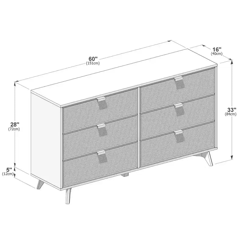 Cassettiera Tambour a 6 cassetti con maniglie in ottone