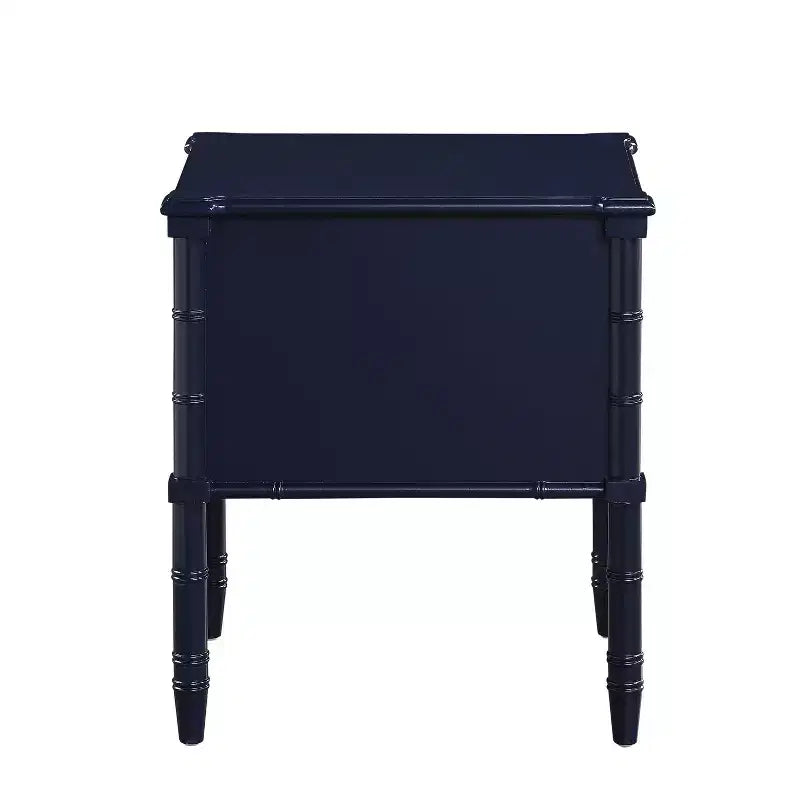Comodino Ellison Blu Notte: Stile Costiero, 2 Cassetti, Struttura in MDF e Pioppo, 63,5 cm A x 58,4 cm L