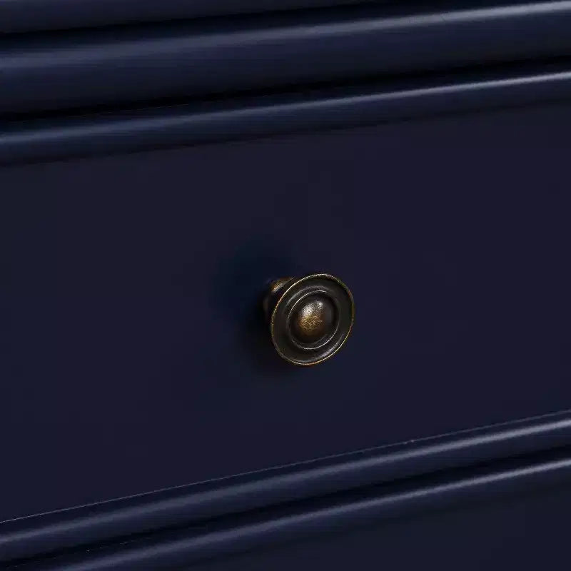 Comodino Ellison Blu Notte: Stile Costiero, 2 Cassetti, Struttura in MDF e Pioppo, 63,5 cm A x 58,4 cm L