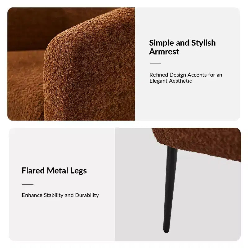Poltrona Guy Modern in Bouclé con Gambe in Metallo