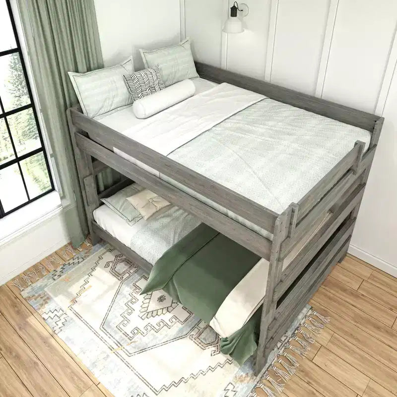 Letto a castello, struttura letto a castello Queen-Over-Queen per bambini, letto a castello in legno massiccio per bambini, nessuna molla a scatola necessaria