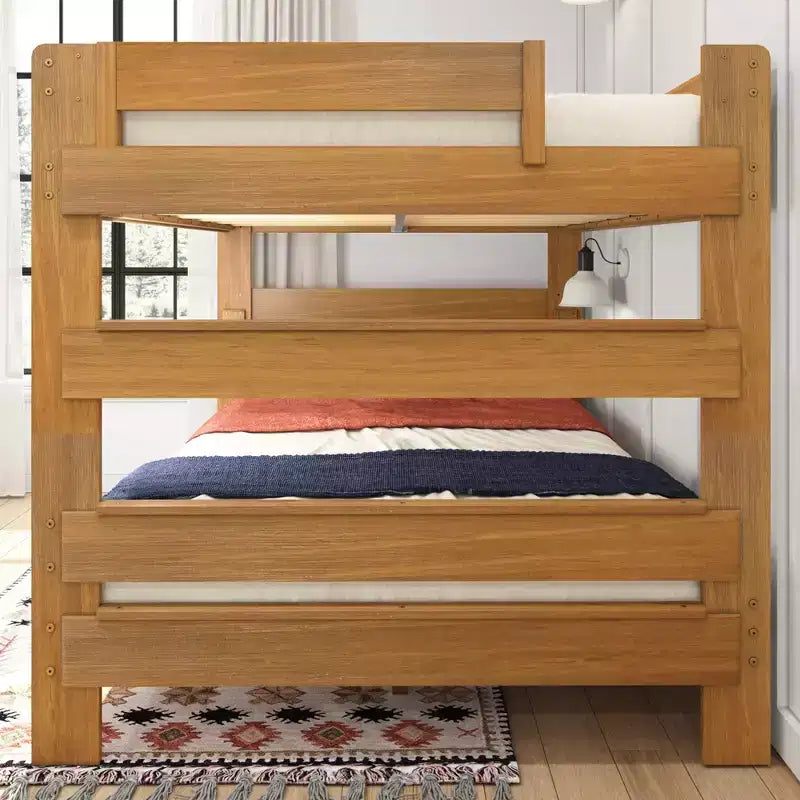 Letto a castello, struttura letto a castello Queen-Over-Queen per bambini, letto a castello in legno massiccio per bambini, nessuna molla a scatola necessaria