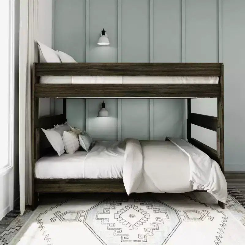 Letto a castello, struttura letto a castello Queen-Over-Queen per bambini, letto a castello in legno massiccio per bambini, nessuna molla a scatola necessaria