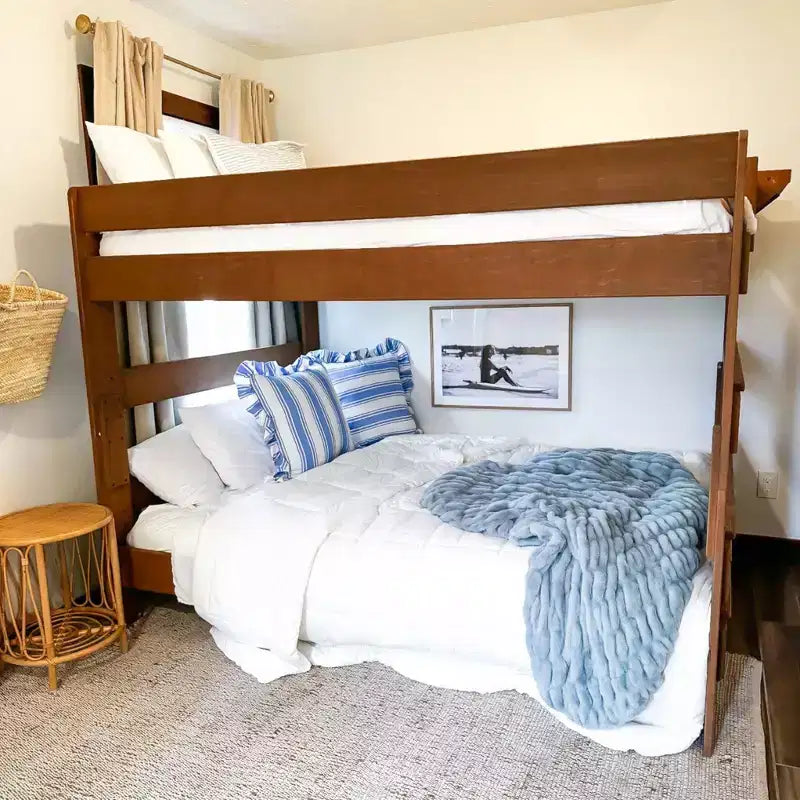 Letto a castello, struttura letto a castello Queen-Over-Queen per bambini, letto a castello in legno massiccio per bambini, nessuna molla a scatola necessaria