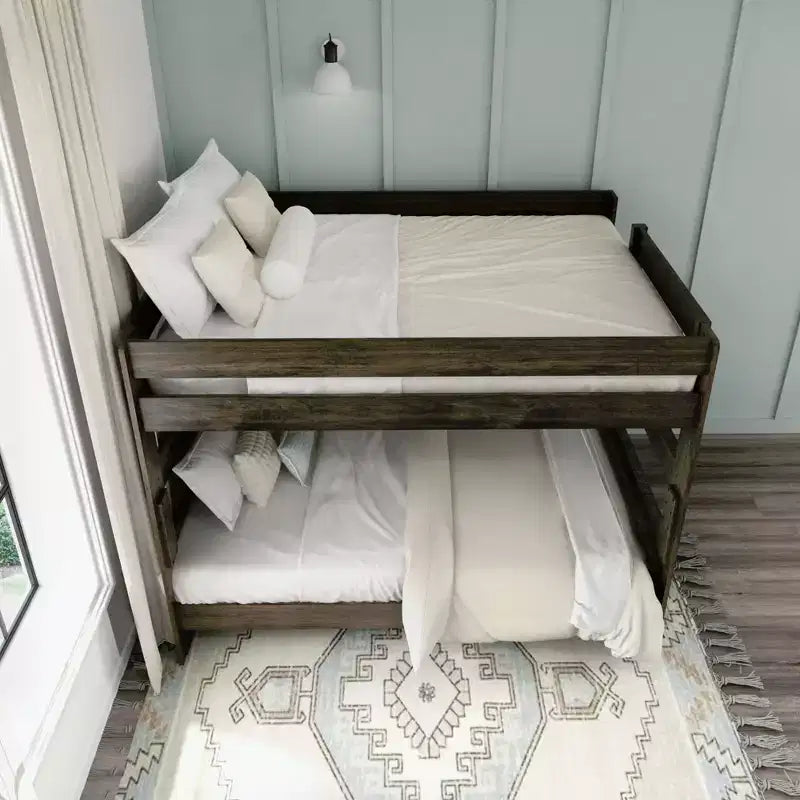 Letto a castello, struttura letto a castello Queen-Over-Queen per bambini, letto a castello in legno massiccio per bambini, nessuna molla a scatola necessaria