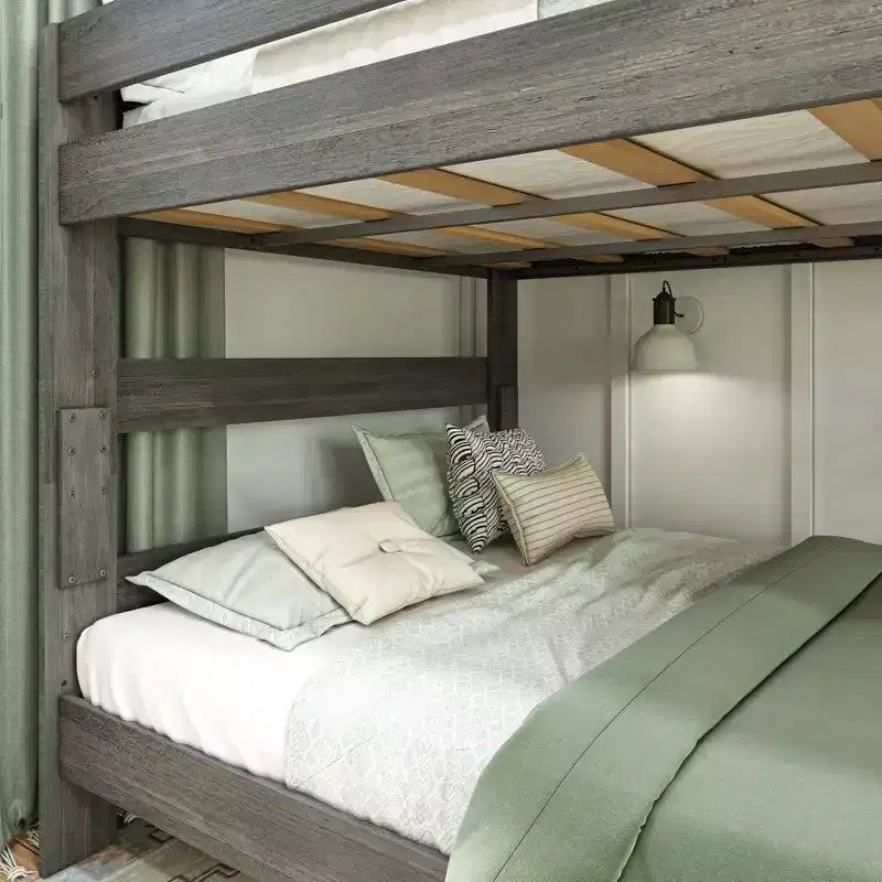 Letto a castello, struttura letto a castello Queen-Over-Queen per bambini, letto a castello in legno massiccio per bambini, nessuna molla a scatola necessaria
