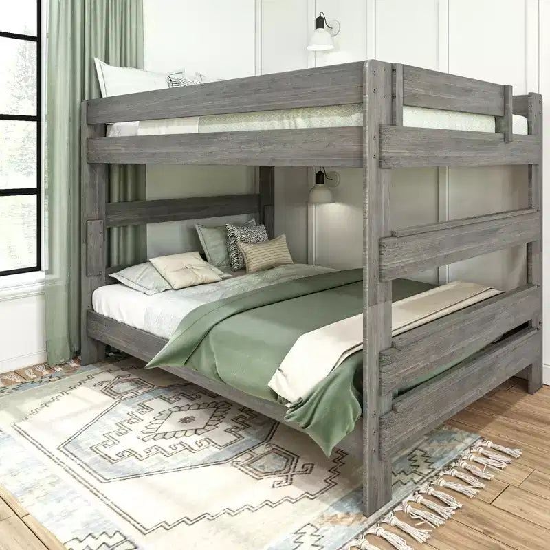 Letto a castello, struttura letto a castello Queen-Over-Queen per bambini, letto a castello in legno massiccio per bambini, nessuna molla a scatola necessaria