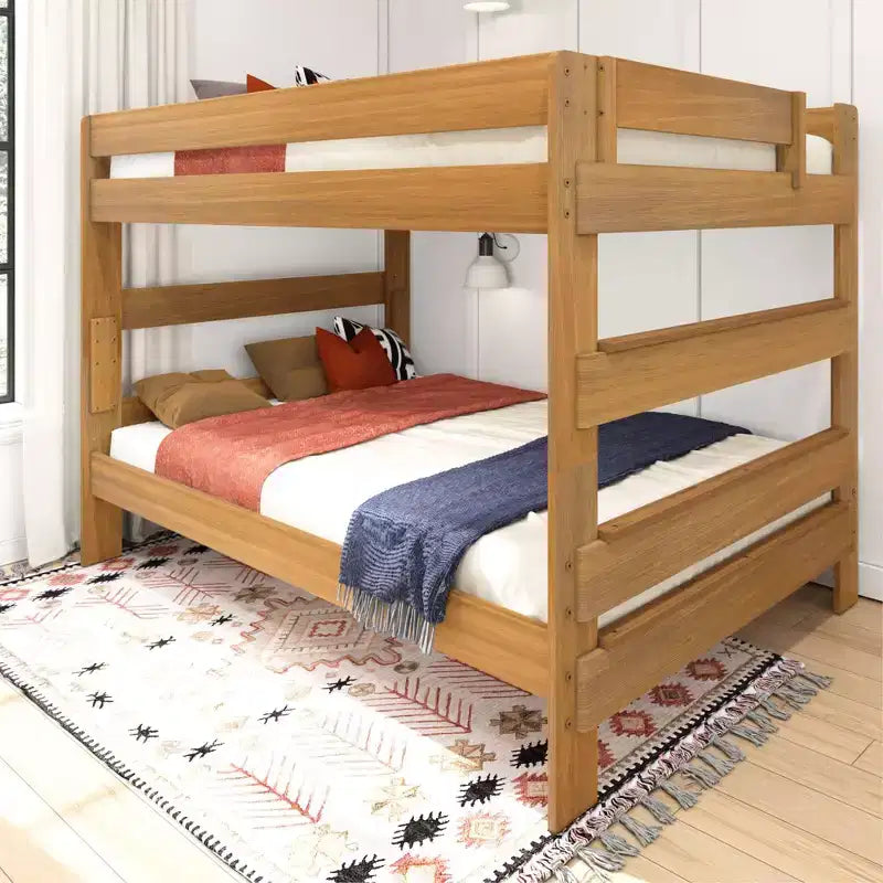 Letto a castello, struttura letto a castello Queen-Over-Queen per bambini, letto a castello in legno massiccio per bambini, nessuna molla a scatola necessaria