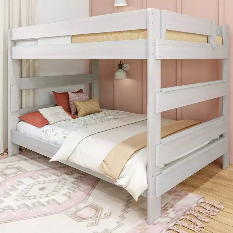 Letto a castello, struttura letto a castello Queen-Over-Queen per bambini, letto a castello in legno massiccio per bambini, nessuna molla a scatola necessaria