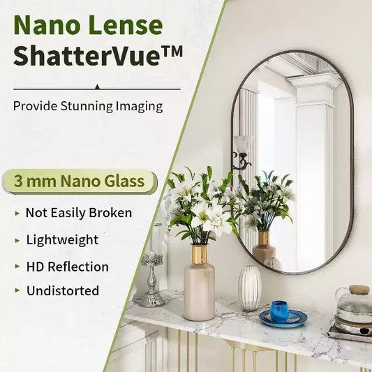 HOMLUX 20x36/22x38 Oval Pill Mirror Wall Mount Full Length Bathroom Mirror Horizontal Vertical