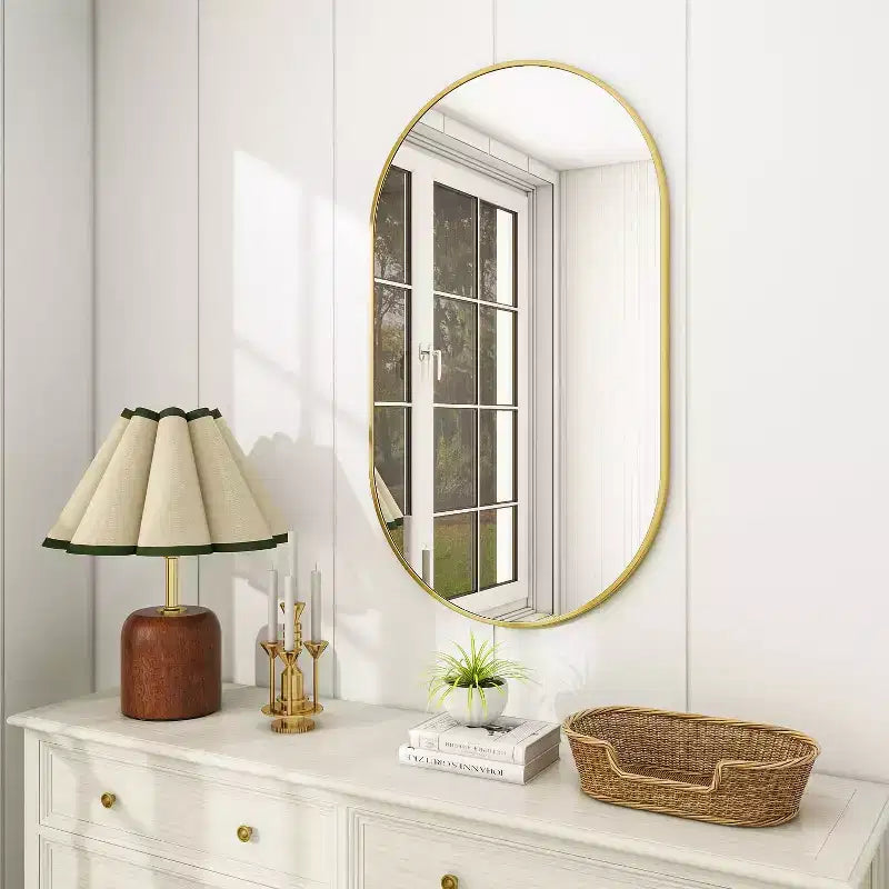 Specchio ovale da parete HOMLUX 20x36/22x38 a forma di pillola, per bagno, a figura intera, orizzontale verticale