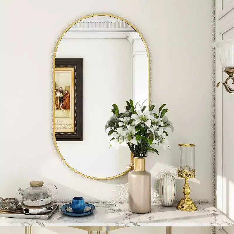 Specchio ovale da parete HOMLUX 20x36/22x38 a forma di pillola, per bagno, a figura intera, orizzontale verticale